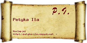 Petyka Ila névjegykártya